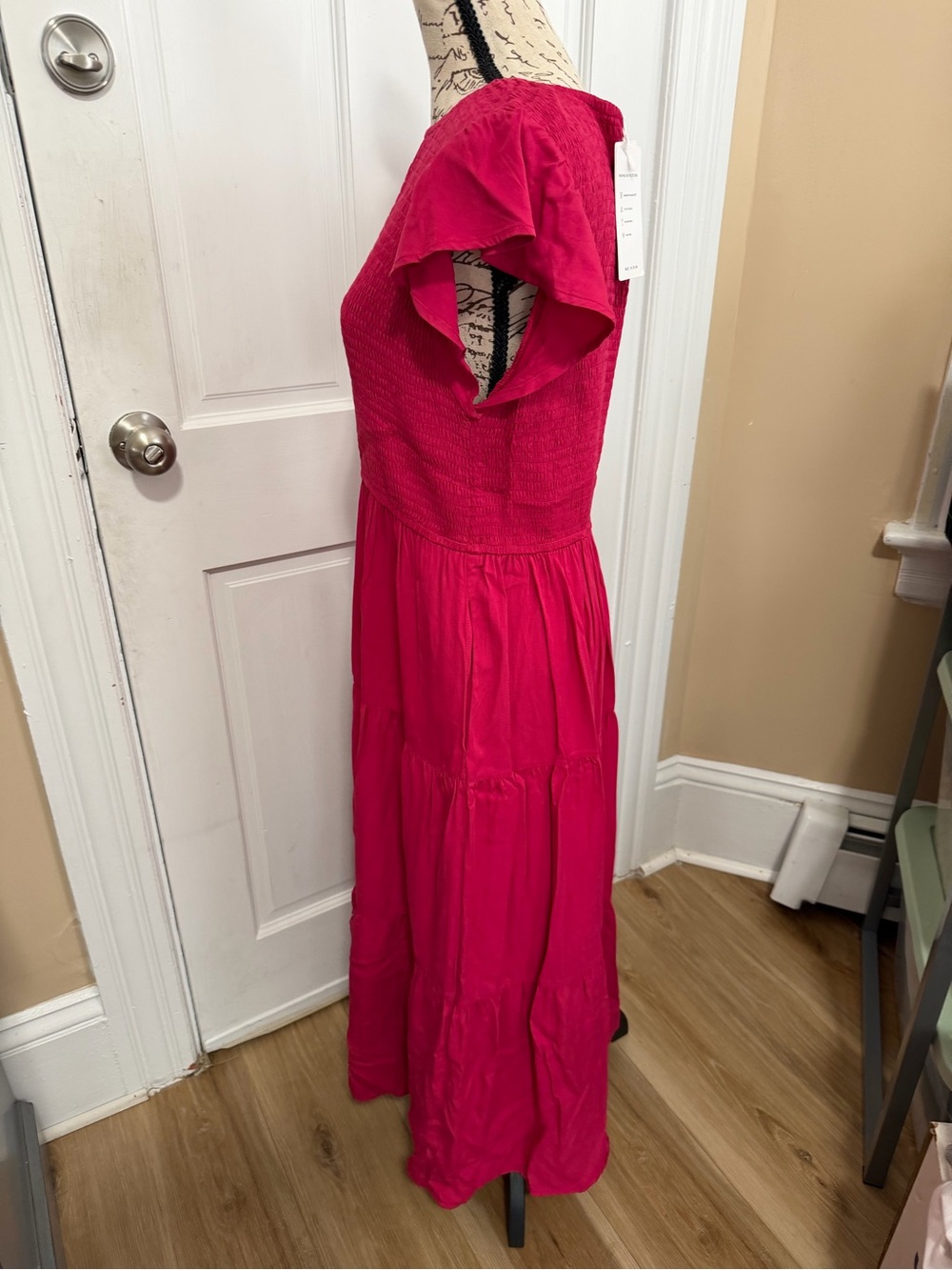 Flutter Sleeve Tiered Maxi Dress - Wine - Picture 3 of 3